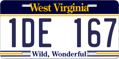 WV license plate 1DE167
