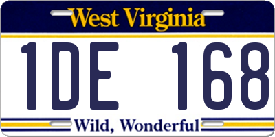WV license plate 1DE168