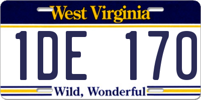 WV license plate 1DE170