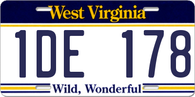 WV license plate 1DE178