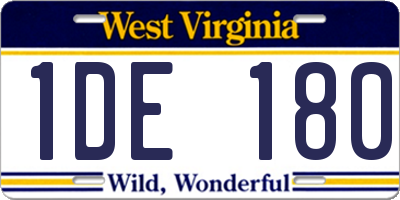 WV license plate 1DE180