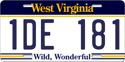 WV license plate 1DE181
