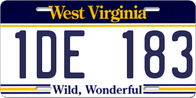 WV license plate 1DE183