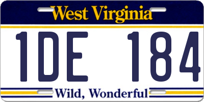 WV license plate 1DE184
