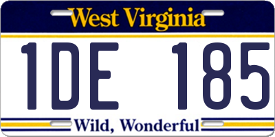 WV license plate 1DE185
