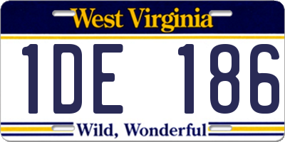 WV license plate 1DE186