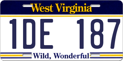 WV license plate 1DE187