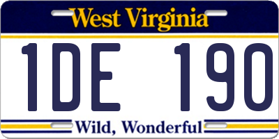 WV license plate 1DE190