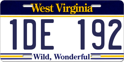 WV license plate 1DE192
