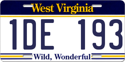 WV license plate 1DE193