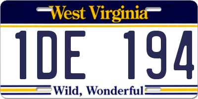 WV license plate 1DE194