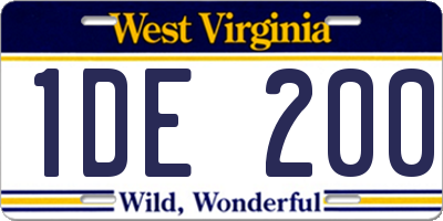 WV license plate 1DE200