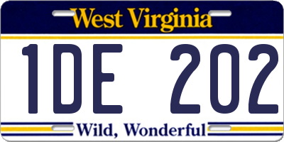 WV license plate 1DE202