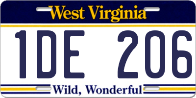 WV license plate 1DE206