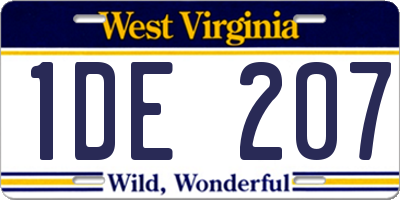 WV license plate 1DE207