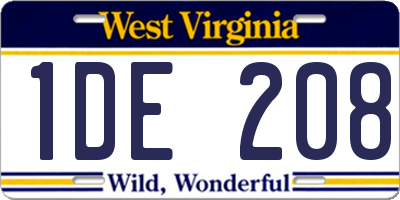 WV license plate 1DE208