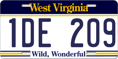 WV license plate 1DE209