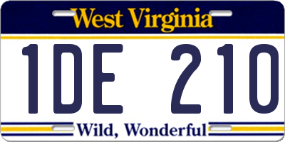 WV license plate 1DE210