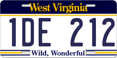 WV license plate 1DE212