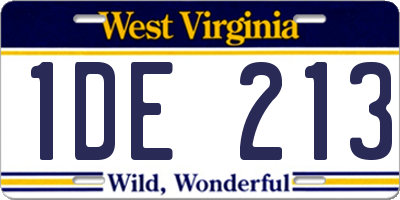 WV license plate 1DE213