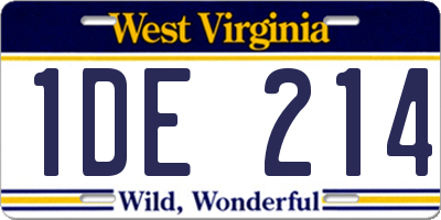 WV license plate 1DE214