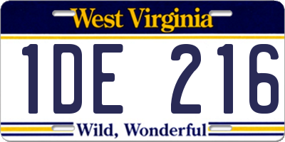 WV license plate 1DE216