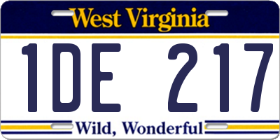WV license plate 1DE217