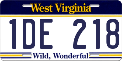 WV license plate 1DE218