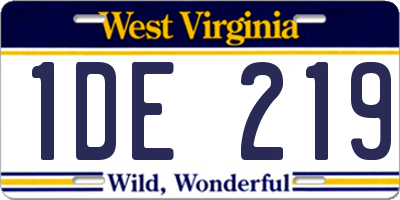 WV license plate 1DE219