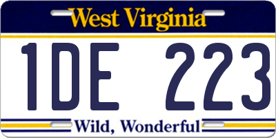 WV license plate 1DE223