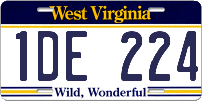 WV license plate 1DE224