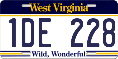 WV license plate 1DE228