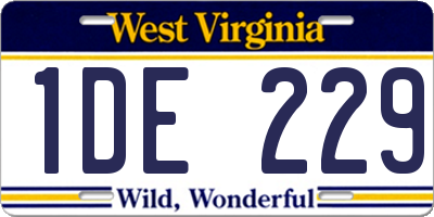 WV license plate 1DE229