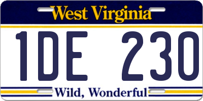 WV license plate 1DE230