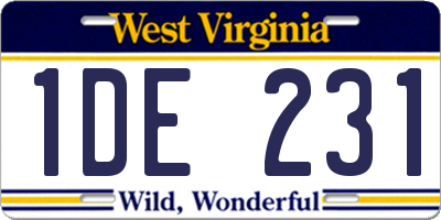 WV license plate 1DE231
