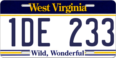 WV license plate 1DE233
