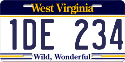WV license plate 1DE234