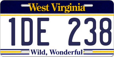 WV license plate 1DE238