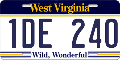 WV license plate 1DE240