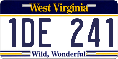 WV license plate 1DE241