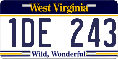 WV license plate 1DE243