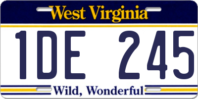 WV license plate 1DE245