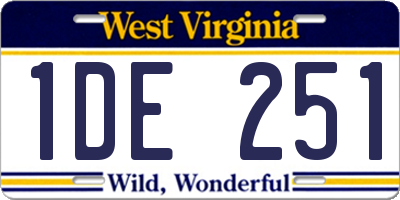 WV license plate 1DE251