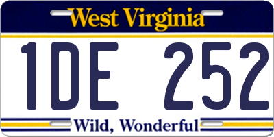 WV license plate 1DE252