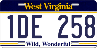 WV license plate 1DE258