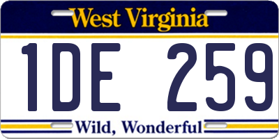WV license plate 1DE259