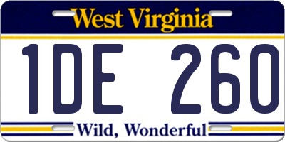 WV license plate 1DE260