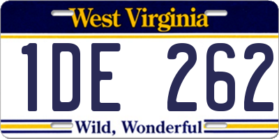 WV license plate 1DE262