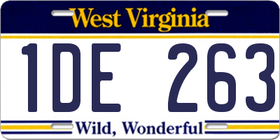 WV license plate 1DE263