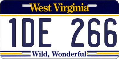 WV license plate 1DE266